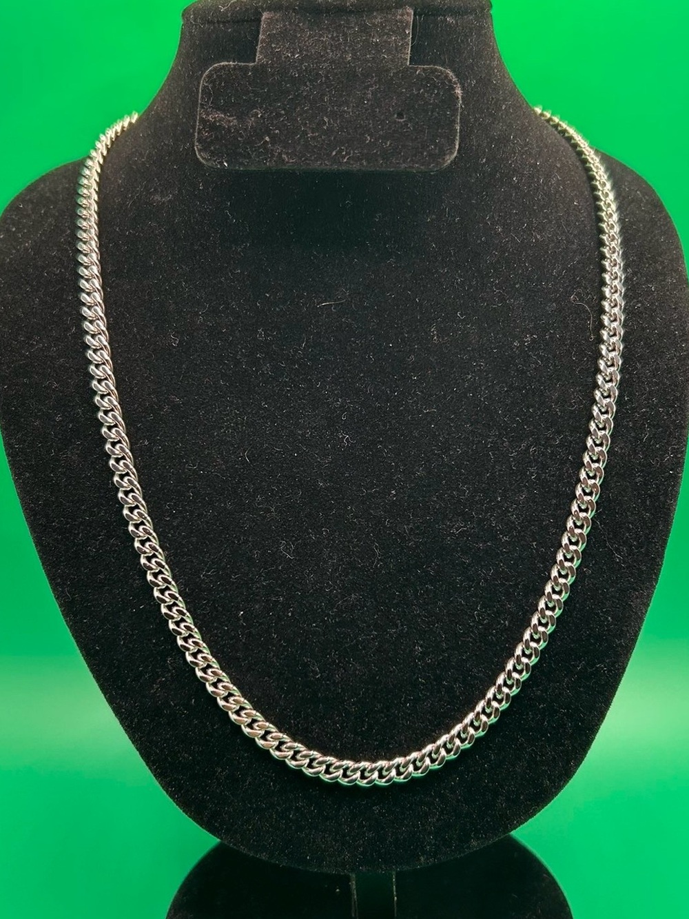 5mm Silver Curb Cuban Link Chain Necklace 20 Inch Unisex Waterproof New